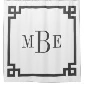 チャコールグレーとホワイトギリシャ鍵 |モノグラムの | シャワーカーテン (正面)