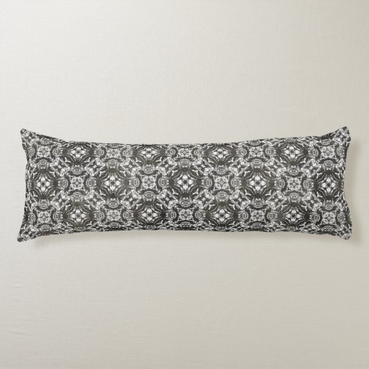 チャコールグレーとホワイトレースオーバーレイ ボディピロー (正面)