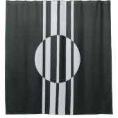 チャコールグレーとホワイト抽象芸術 シャワーカーテン (正面)