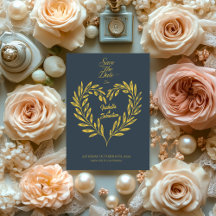 チャコールグレーと淡い色の金ゴールドハート保存日