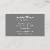 チャコールグレーのシックなミニマル 名刺 (裏面)