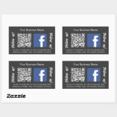 チャコールグレーのビジネス名qrコードFacebook 長方形シール (シート)
