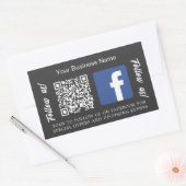 チャコールグレーのビジネス名qrコードFacebook 長方形シール (封筒)