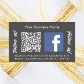チャコールグレーのビジネス名qrコードFacebook 長方形シール