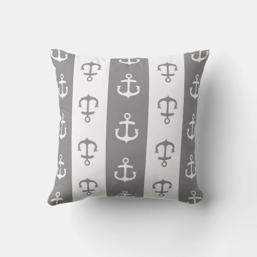 チャコールグレーの航海のないかりの装飾的な枕 クッション (裏面)