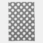 チャコールグレーアンドホワイト水玉模様 キッチンタオル (縦)