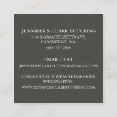 チャコールグレーアーティスト/講師/教育者アート先生 スクエア名刺 (裏面)