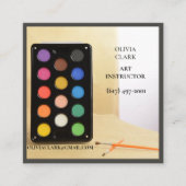 チャコールグレーアーティスト/講師/教育者アート先生 スクエア名刺 (正面)