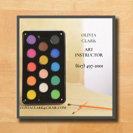 チャコールグレーアーティスト/講師/教育者アート先生 スクエア名刺