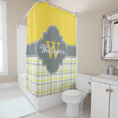 チャコールグレーイエローマドラスプレイド1ICBリボン名 シャワーカーテン (インサイチュ)