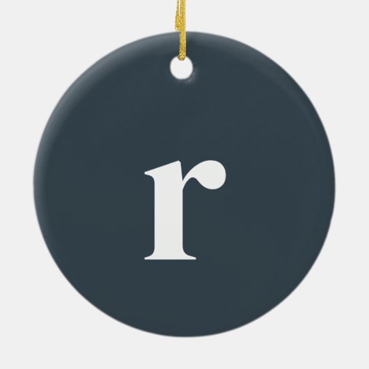チャコールグレーイニシャルレター |トレンディーミニマル セラミックオーナメント (裏面)