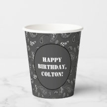 チャコールグレーウエスタンバンダナプリント誕生日パーティー