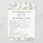 チャコールグレーダマスクイエロートリム結婚式 プログラム (正面)