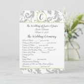 チャコールグレーダマスクイエロートリム結婚式 プログラム (スタンド正面)