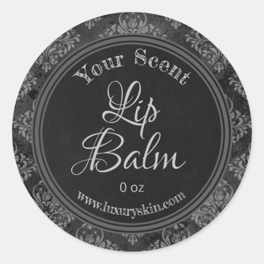 チャコールグレーダマスコシャルボードリップバルムラベル ラウンドシール (正面)
