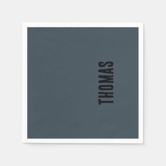チャコールグレーパーソナライズされたミニマリスト名 スタンダードカクテルナプキン (正面)