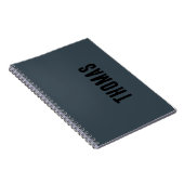 チャコールグレーパーソナライズされたミニマリスト名 ノートブック (右側)