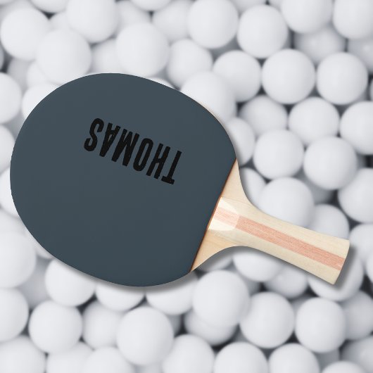 チャコールグレーパーソナライズされたミニマリスト名 卓球ラケット