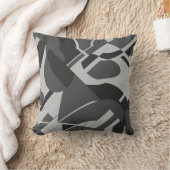 チャコールグレーブラックアはっきりしたゴナルアートデザイン クッション (ブランケット)