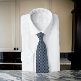 チャコールグレーブラックスターブルードットクラッシーミニマルリー ネクタイ