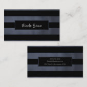 チャコールグレーブルーブラックストライプシックラモダンーム 名刺 (正面/裏面)