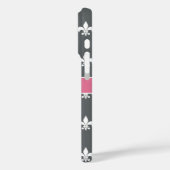 チャコールグレーホワイトピンク(紋章の)フラ・ダ・リモノグラム Case-Mate iPhoneケース (裏面 / 左)