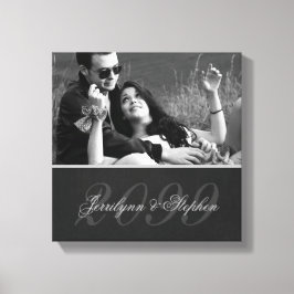 チャコールグレーマット記念日の名前SQUARE写真 キャンバスプリント