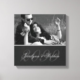 チャコールグレーマット記念日の名前SQUARE写真 キャンバスプリント