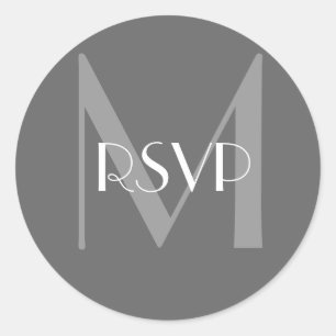 チャコールグレーモノグラムM RSVPシール ラウンドシール