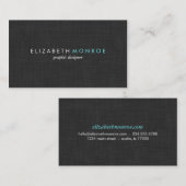 チャコールグレーリネンのテクスチャーお洒落シンプル 名刺 (正面/裏面)