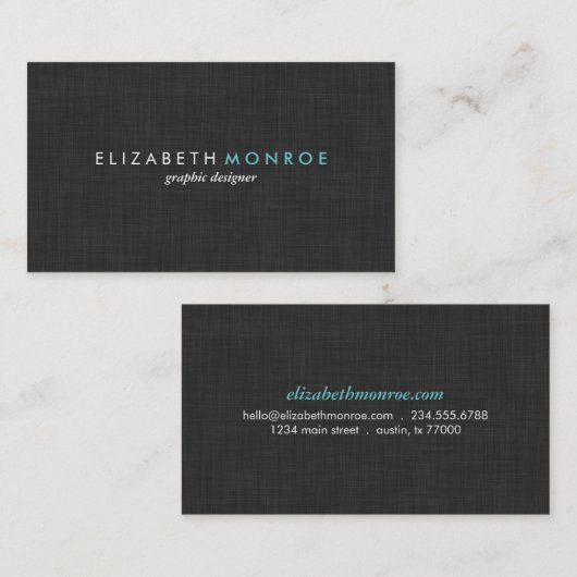 チャコールグレーリネンのテクスチャーお洒落シンプル 名刺 (正面/裏面)