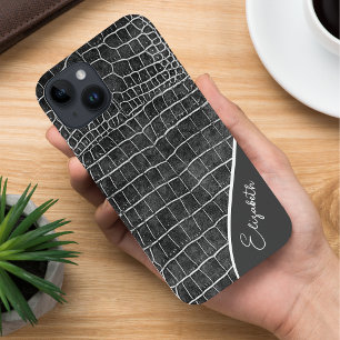 チャコールグレーワニパーソナライズされた Case-Mate iPhone 14ケース