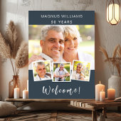 チャコールグレー写真コラージュ誕生日パーティーへようこそ ポスター