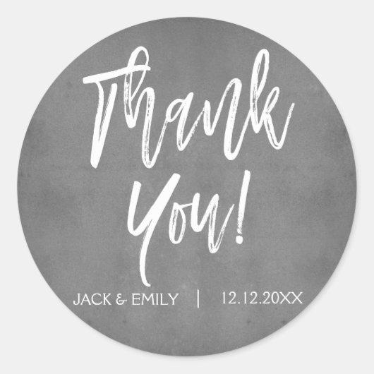 チャコールグレー写真サンキューステッカー ラウンドシール (正面)