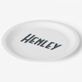 チャコールグレー3Dミニマルモダン名前 ペーパープレート (アングル)