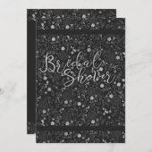 チャコールグレー&シルバーエレガントブライダルシャワー 招待状 (正面/裏面)