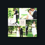 チャコールグレー スクエア グリッド モノグラム ウェディング 4 フォト コラージュ キャンバスプリント<br><div class="desc">fat*fa*tinによってデザインされました。あなた自身のテキスト、写真、または画像でカスタマイズするのは簡単です。カスタムのリクエストについては、直接fat*fa*tinに連絡してください。カスタム料金が適用されます。</div>