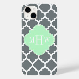 チャコールグレー ホワイト モロッコ #5 ミント 名前 モノグラム Case-Mate iPhone 14 PLUSケース