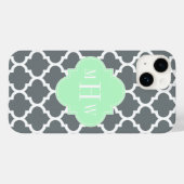 チャコールグレー ホワイト モロッコ #5 ミント 名前 モノグラム Case-Mate iPhoneケース (裏面 (横))