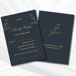 チャコールグレー ボタニカル キリスト教 結婚式 RSVP