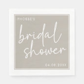 チャコールグレー ミニマル スクリプト ブライダル シャワー スタンダードランチョンナプキン (正面)