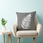 チャコールグレー/灰色で白いシダの葉状体 クッション (椅子)