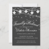 チャコールグレー（紋章の）フラ・ダ・リ灯 |退職 招待状 (正面)