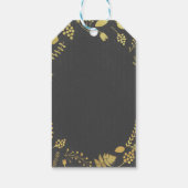 チャコールグレー&金ゴールドフローラ結婚ズギフトラベル ギフトタグ (裏面)