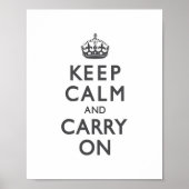 チャコールグレーKeep Calm and Carry On ポスター (正面)