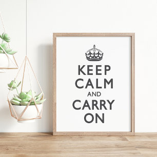 チャコールグレーKeep Calm and Carry On ポスター