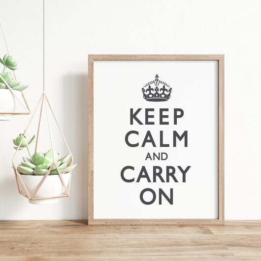 チャコールグレーKeep Calm and Carry On ポスター
