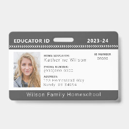チャコールシェブロンホームスクールエデュケーターIDバッジ バッジ