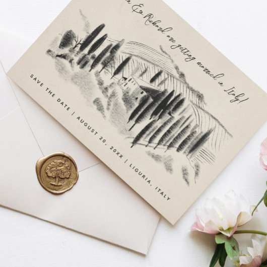 チャコールスケッチ イタリアン ワイナリー セーブ・ザ・デート