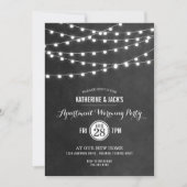 チャコールストリングライツアパートメントウォーミングパーティー 招待状 (正面)